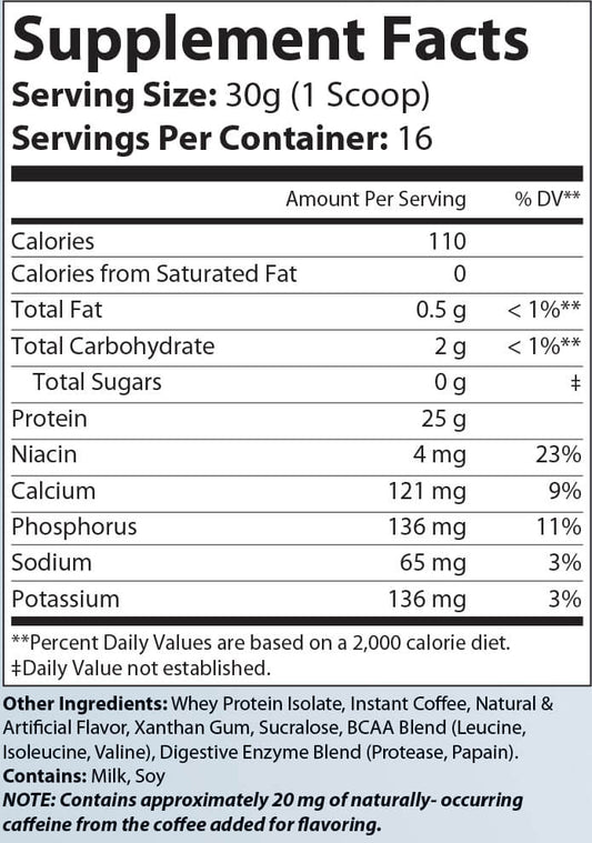 1lb 100% Whey Armor Isolate Protein (Cappuccino)