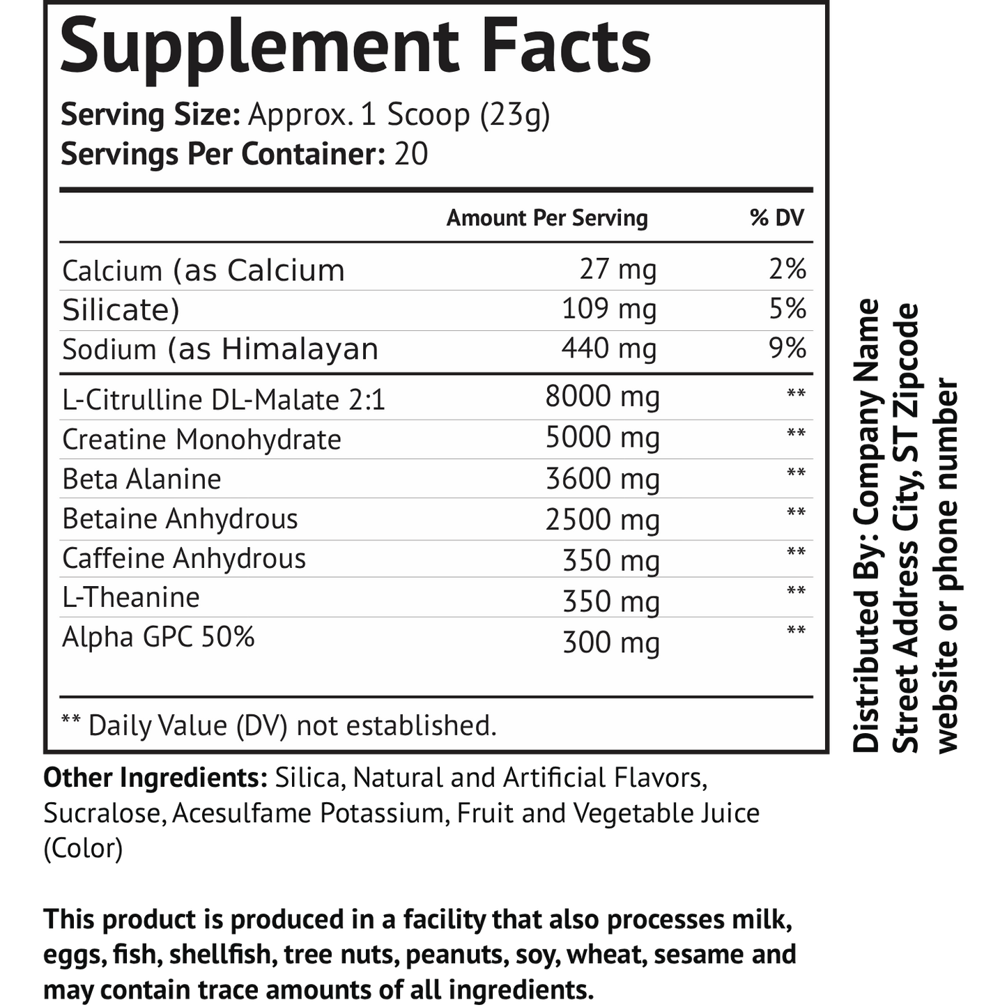 Pre - Workout w/Creatine 5g (Blue Grape)