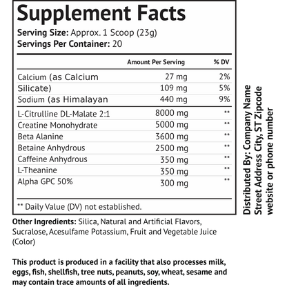 Pre - Workout w/Creatine 5g (Blue Grape)