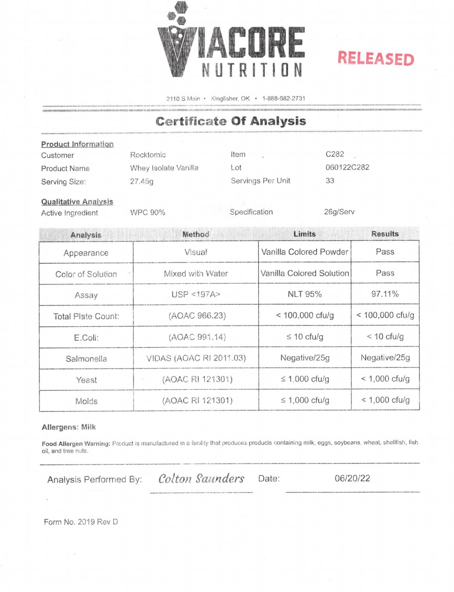 2lb 100% Whey Isolate (Vanilla)