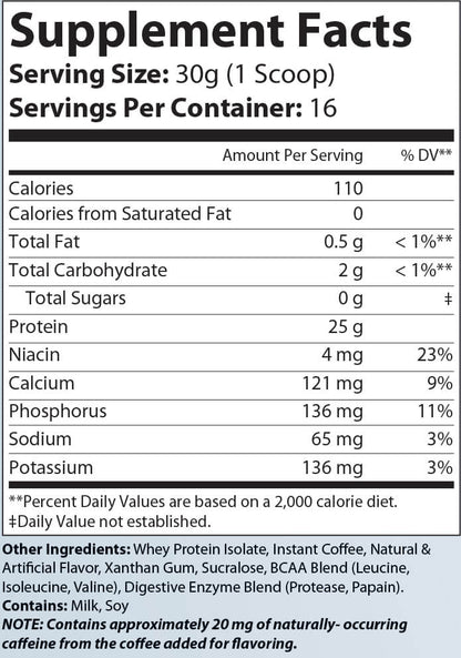 1lb 100% Whey Armor Isolate Protein (Cappuccino)